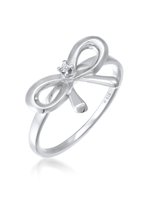 Elli PREMIUM Dames Ring Dames strik trend met diamant (0,015 ct.) in 925 sterling zilver