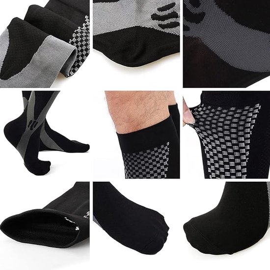Compressie sokken voor hardlopen en reizen - Compressiekousen zwart heren en dames maat L-XL (41-44) - Bestseller Health