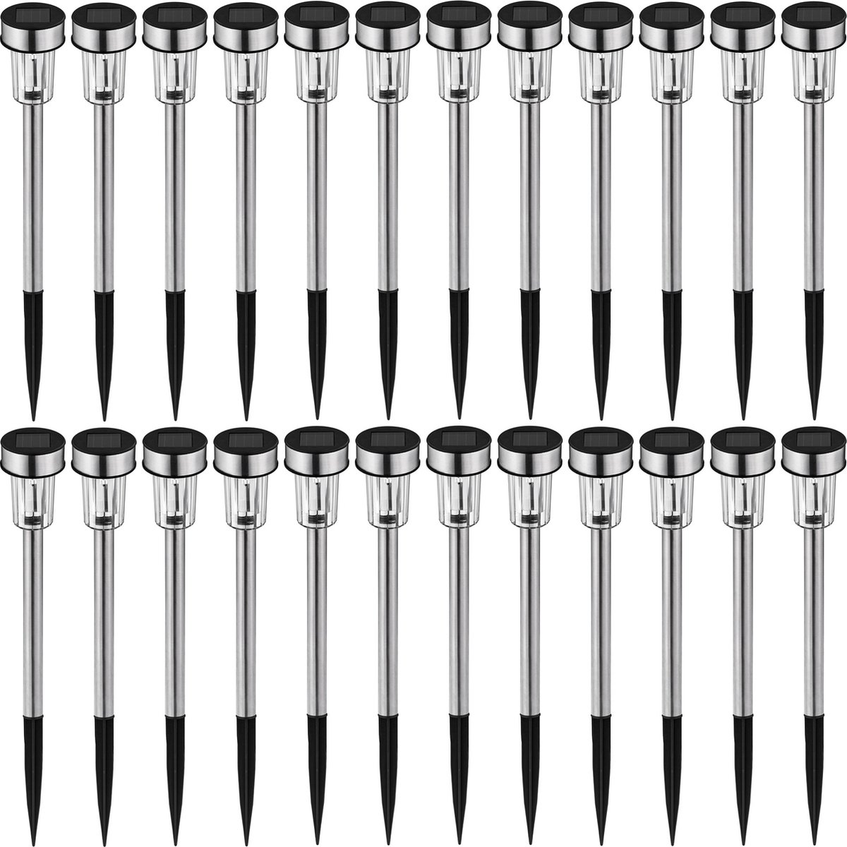 tectake® LED-Buitenlamp op Zonne-energie - Tuinlamp, 24 Stuks - Met Automatische Inschakel
