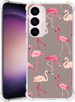 Hoesje met naam Geschikt voor Samsung Galaxy S24 Plus Telefoonhoesje met doorzichtige rand Flamingo