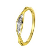 Lucardi Dames Ring met 7 diamanten 0,02ct - Ring - Cadeau - 14 Karaat Goud - Geelgoud