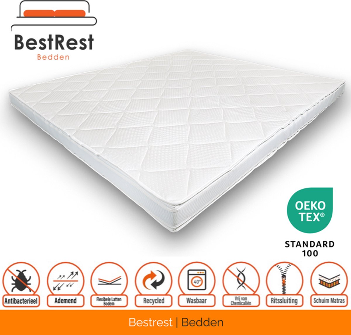 Topper - Nasa Traagschuim - Topdekmatras 180x200 - Ademend Tencel Hoes - Ergonomisch & Drukverlagend Topdekmatras - Nasa Memory Foam - Ca 12cm Dik - Bestrest Bedden®