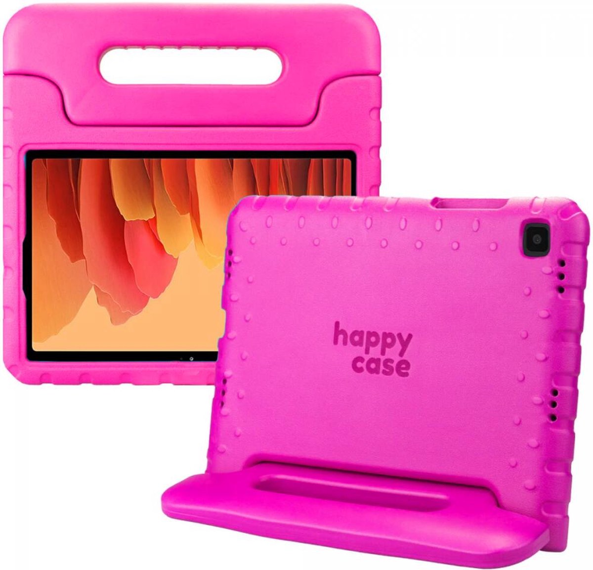 HappyCase Kinder Tablethoes Geschikt voor Samsung Galaxy Tab A7 (2020/2022) | Kindvriendelijke Hoes | Beschemhoes | Kinderhoes | met Handvat en Standaard | Roze