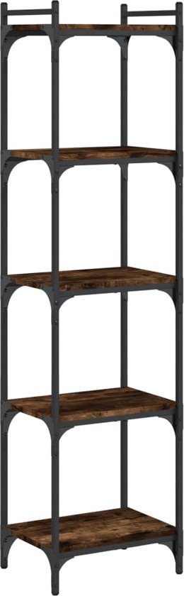 vidaXL - Boekenkast - 5-laags - 40x30x154 - cm - bewerkt - hout - gerookt - eikenkleur