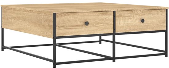 vidaXL Salontafel 100x99x40 cm bewerkt hout gerookt eikenkleurig, bijzettafel, woonkamertafel, middentafel, banktafel, banktafel, accenttafel