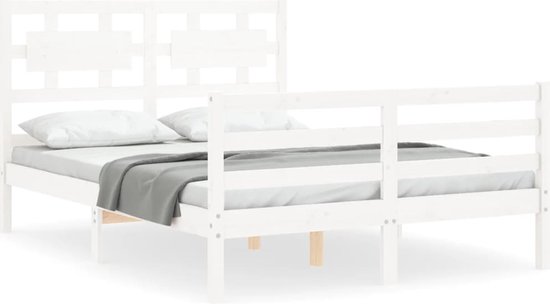 vidaXL-Bedframe-met-hoofdbord-massief-hout-wit