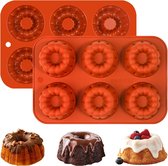 Mini Fruit Basisvorm Siliconen Kleine Bundt Cakevorm Pack van 2 Bundt Cakevorm 7cm 6 Kleine Cakevorm met Anti-aanbaklaag Cake Basisvorm Taartvorm