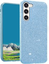 Casemania Hoesje Geschikt voor Samsung Galaxy S24 Blauw - Glitter Back Cover