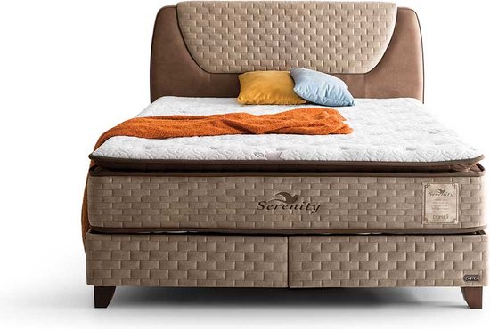 Bambi Serenity - lit à sommier tapissier avec espace de rangement - sommier tapissier 140x200 - matelas et tête de lit de luxe inclus
