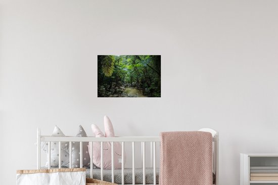 Sticker Muursticker Jungle - Rivière dans la jungle tropicale - 30x20 cm - film adhésif autocollant - sticker mural repositionnable