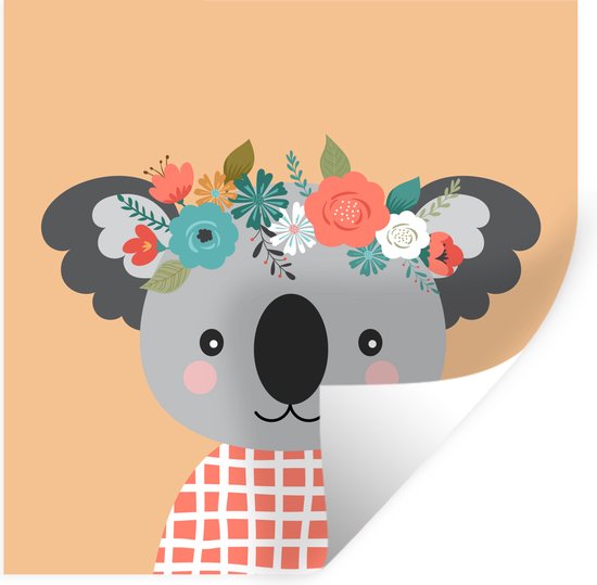 Muurstickers - Sticker Folie - Koala - Bloemen - Kroon - 100x100 cm ...