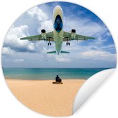 WallCircle - Stickers muraux - Cercle Papier Peint - Plage - Mer - Avion - 30x30 cm - Cercle Mural - Auto Adhésif - Autocollant Rond Papier Peint