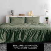Hotelkwaliteit Dekbedovertrek Katoen Satijn 400TC - 200x220- Extra luxe & zacht - Groen