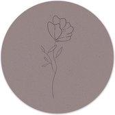 Label2X - Muurcirkel minimal flower - Ø 30 cm - Forex - Multicolor - Wandcirkel - Rond Schilderij - Muurdecoratie Cirkel - Wandecoratie rond - Decoratie voor woonkamer of slaapkamer