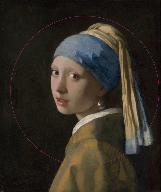 Label2X - Muurcirkel het meisje met de parel, Johannes Vermeer - Ø 40 cm - Dibond - Multicolor - Wandcirkel - Rond Schilderij - Muurdecoratie Cirkel - Wandecoratie rond - Decoratie voor woonkamer of slaapkamer