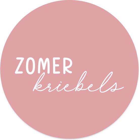 Label2X - Muurcirkel zomerkriebels roze - Ø 80 cm - Dibond - Multicolor - Wandcirkel - Rond Schilderij - Muurdecoratie Cirkel - Wandecoratie rond - Decoratie voor woonkamer of slaapkamer