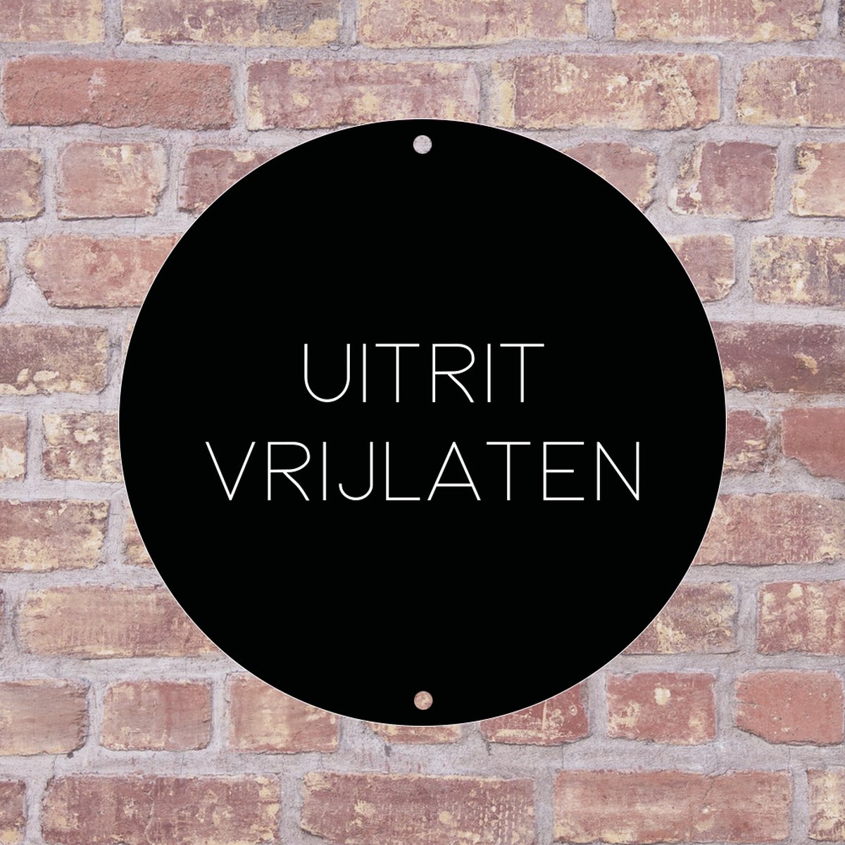 Label2X - Bordje Uitrit vrijlaten 15 x 15 cm - Zwart met witte tekst - Boorgaatjes inclusief schroefjes - deurbord