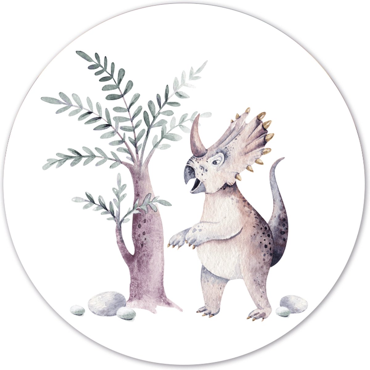Label2X - Muurcirkel kids dino world 2.0 - Ø 100 cm - Dibond - Multicolor - Wandcirkel - Rond Schilderij - Muurdecoratie Cirkel - Wandecoratie rond - Decoratie voor woonkamer of slaapkamer