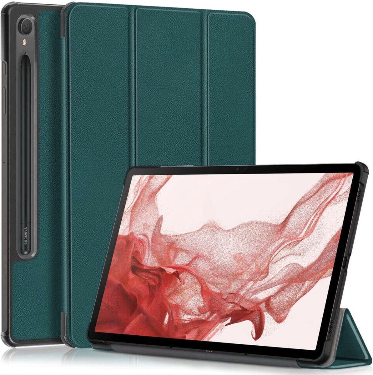 Tablet Hoes geschikt voor de Samsung Galaxy Tab S9 | Book Case met Standaard | Kunstlederen Beschermhoes | Tri-fold | Groen