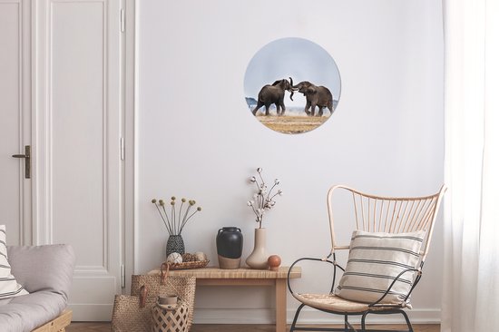 WallCircle - Cercle mural ⌀ 30 - Éléphant - Animaux - Plaine - Nature - Tableaux ronds salon - Plaque murale ronde - Cercle Décoration murale - Décoration chambre intérieur - Décoration murale cercle mural - Accessoires de maison