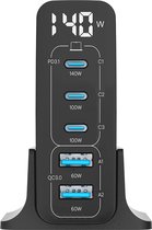 Cubenest S5D0 PD 3.1. 3*USB-C+2xUSB-A GaN Adapter 140W Fast Charger USB-C kabel
