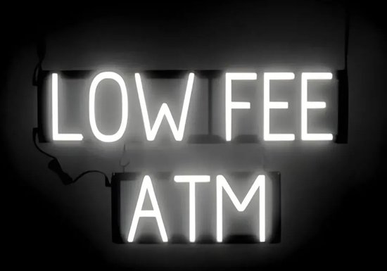 LOW FEE ATM - Lichtreclame Neon LED bord verlicht | SpellBrite | 67 x 38 cm | 6 Dimstanden - 8 Lichtanimaties | Reclamebord neon verlichting