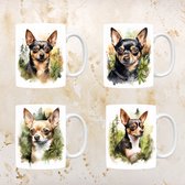 Chihuahua korthaar mokken set van 4, servies voor hondenliefhebbers, hond, thee mok, beker, koffietas, koffie, cadeau, moeder, oma, pasen decoratie, kerst, verjaardag