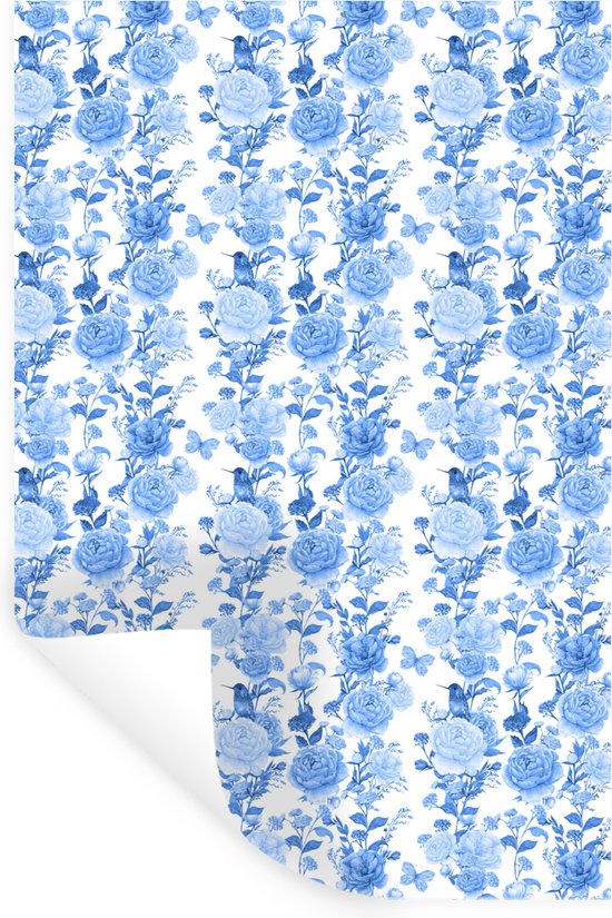 Stickers muraux - Film autocollant - Fleurs - Roses - Blauw - 60x90 cm - Film adhésif - Stickers muraux Chambre d'enfant - Papier peint autocollant - Papier peint autocollant - Film autocollant