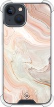 Casimoda® hoesje - Geschikt voor iPhone 13 Mini - Marmer Waves - Shockproof case - Extra sterk - TPU/polycarbonaat - Bruin/beige, Transparant