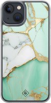 Casimoda® hoesje - Geschikt voor iPhone 13 Mini - Marmer Mintgroen - 2-in-1 case - Schokbestendig - Marble design - Verhoogde randen - Mint, Transparant