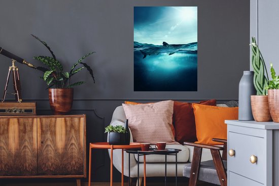 Stickers muraux - Film autocollant - Mer - Requin - Blauw - 60x80 cm - Film adhésif - Stickers muraux Chambre d'enfant - Papier peint autocollant