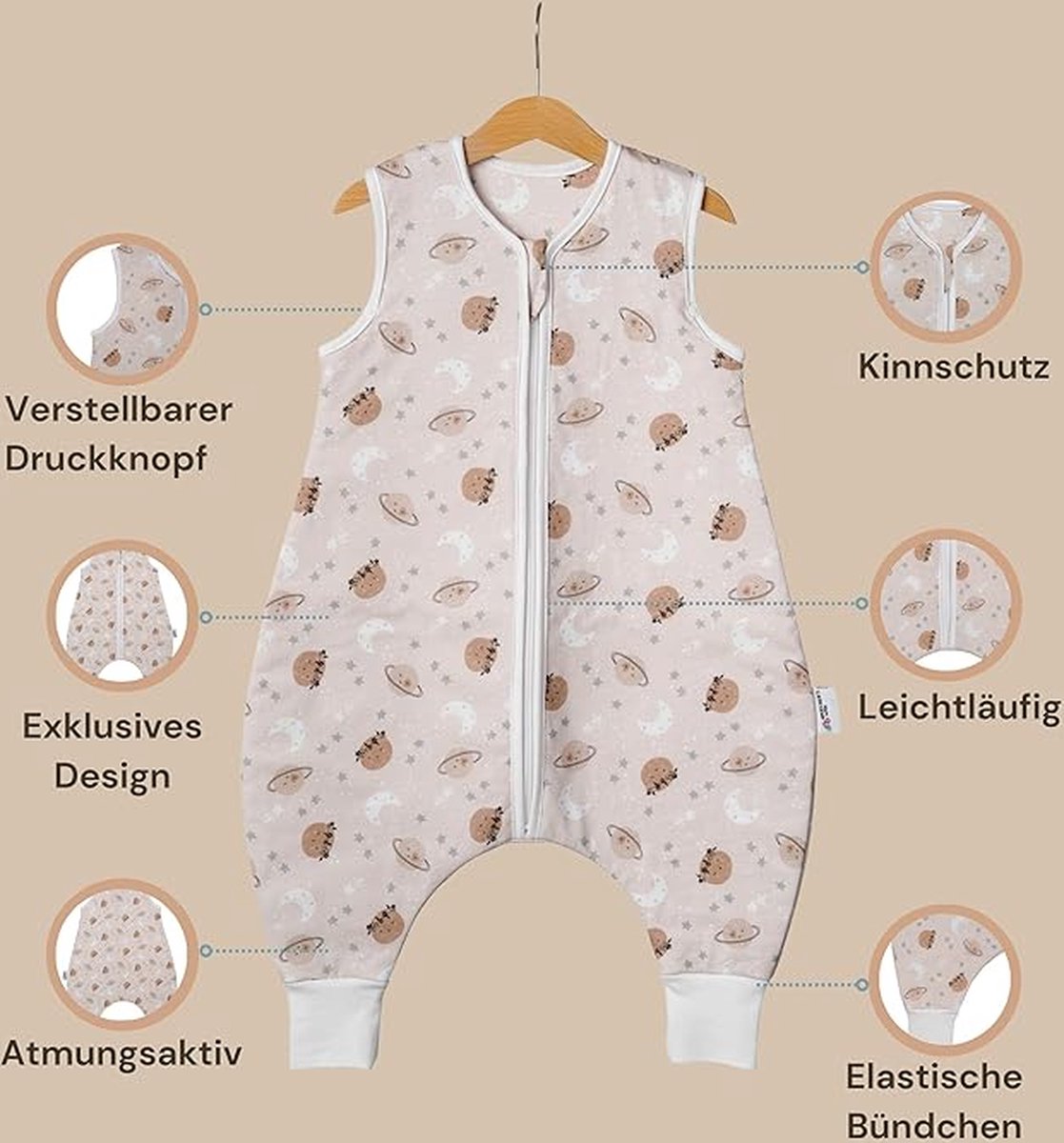Image of ademend 100% katoen mousseline zachte inbakerdeken | Unisex slaapzak voor babymeisjes en jongens 80cm