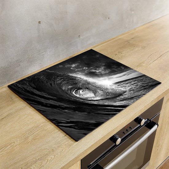 Chefcare Inductie Beschermer Golfen bij Zonsondergang - Zwart Wit - 81,2x52 cm - Afdekplaat Inductie - Kookplaat Beschermer - Inductie Mat