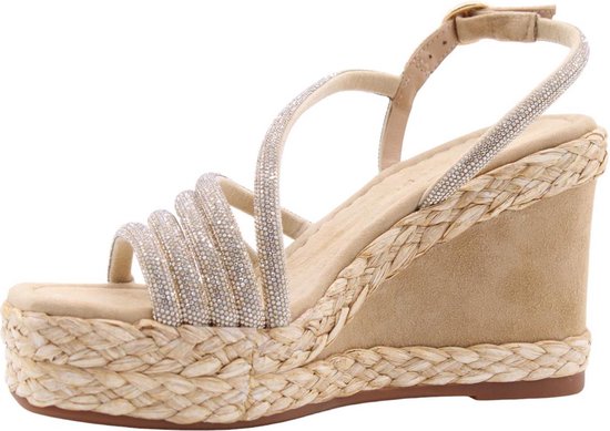 Sandali CUSHIONAIRE Nora Donna | Tacco Basso 2,5 Cm | Memory Foam | Pelle Vegana | Beige | Taglia 40