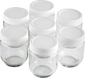transparent, capacité des pots à yaourt, 7 pièces, verre transparent avec couvercle blanc pour yaourt, capacité 190 ml, sans BPA, plastique