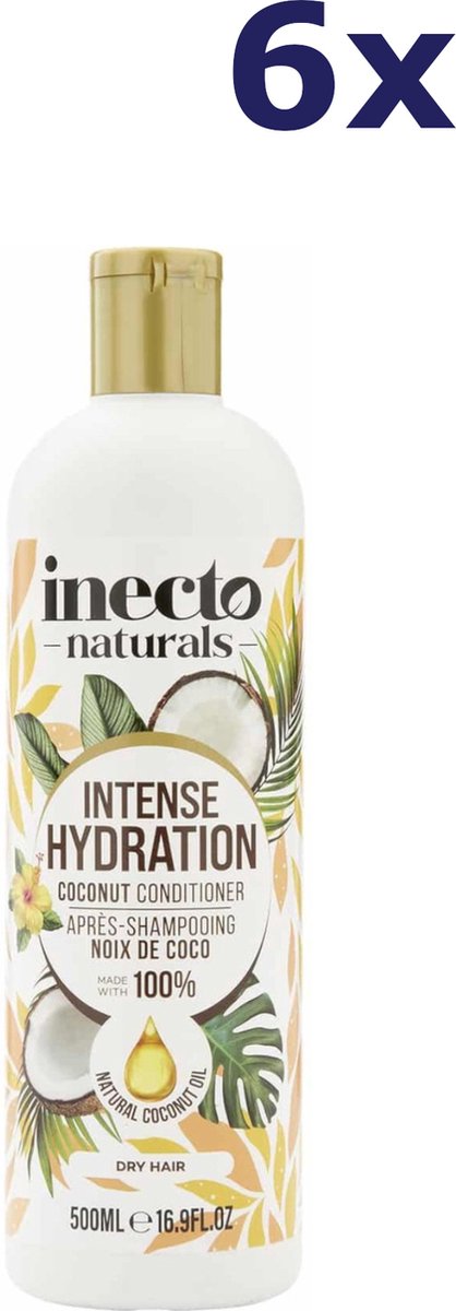6x Inecto Naturals Coconut Conditioner 500 ml