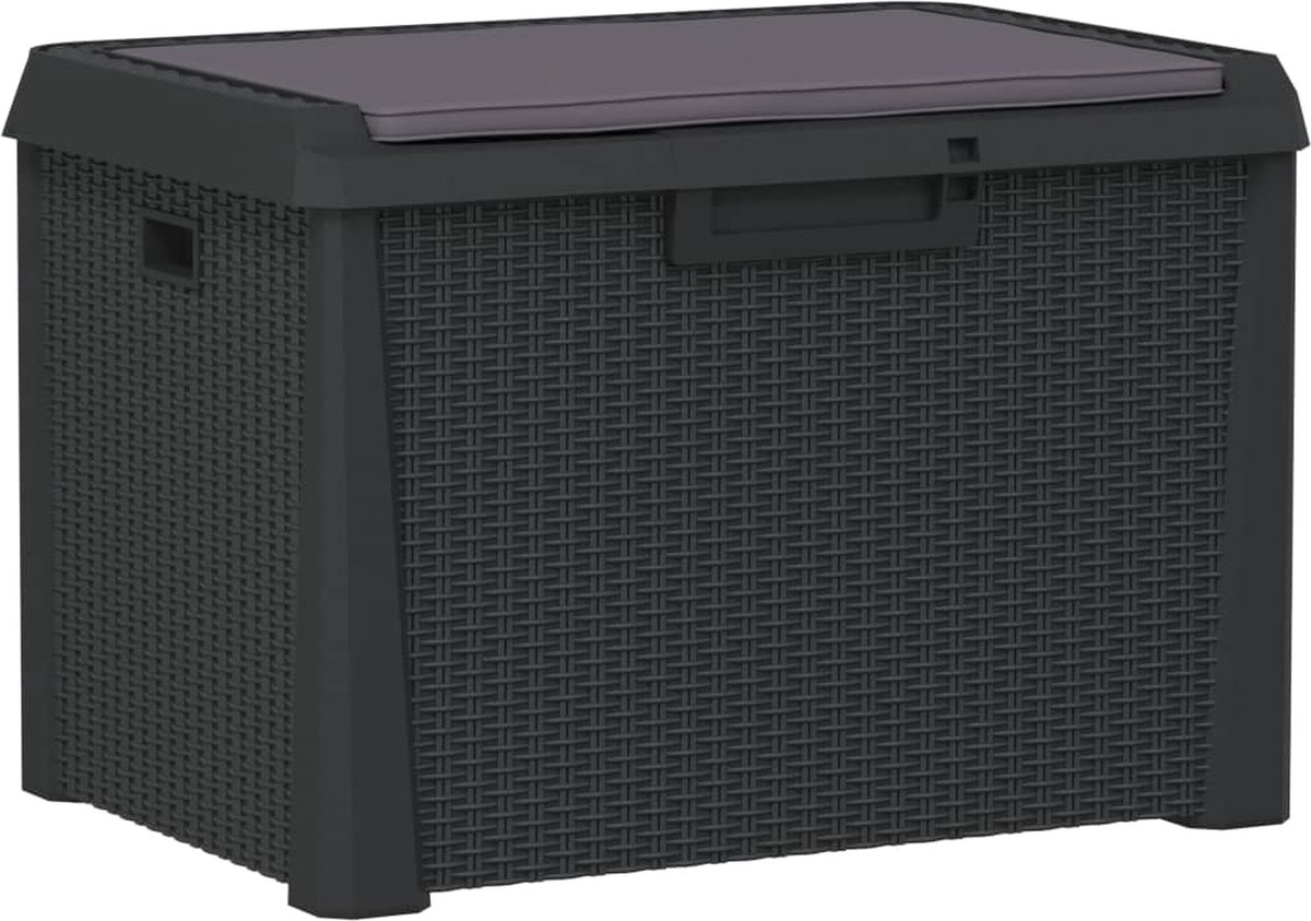 vidaXL - Tuinbox - met - zitkussen - 125 - L - polypropeen - antracietkleurig