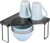 Étagère de cuisine - Support à assiettes pour plan de travail et armoires de cuisine - Égouttoir à vaisselle empilable autoportant - Zwart et Grijs