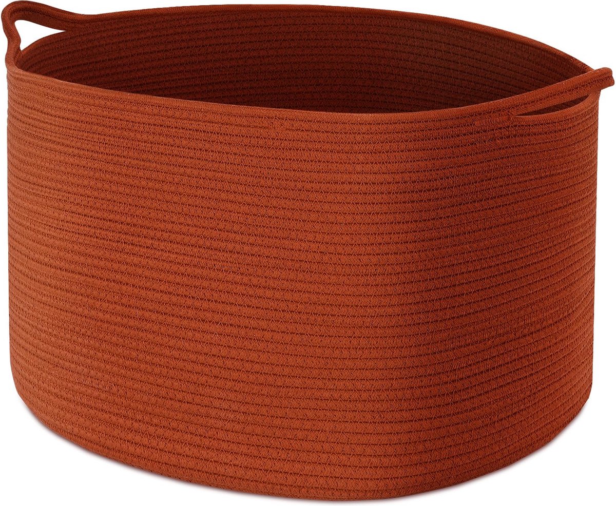 Goedkoopste Wasmand, opbergmand voor kleding, beddengoed, groot D50 x H33 CM Opvouwbare wasmand met 4 zakken, wasmand voor kinderkamer, wasmanden met handgrepen - verbrand oranje