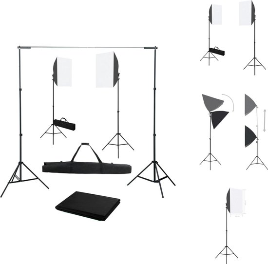 Foto: Vidaxl studioset softboxlampen achtergrondset 300 cm lichtstroom verzachten inclusief statief draagtas 150x90x60 cm fotostudio set