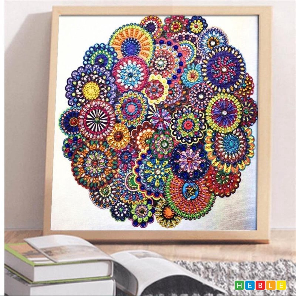 *** Diamond Painting Set - Mandala Gekleurd - 30x30cm - Inclusief Sorteerdoos met 28 Vakjes - van Heble® ***