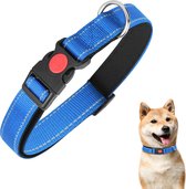 Nobleza hondenhalsband - Halsband met veiligheidssluiting - Hondenhalsband blauw - reflecterend - M