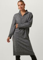 Object Objminna L/s Zip Knit Dress Noos Jurken Dames - Kleedje - Rok - Jurk - Donkergrijs - Maat M