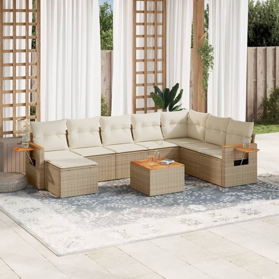 vidaXL-9-delige-Loungeset-met-kussens-poly-rattan-beige