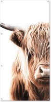 Wanddecoratie buiten Schotse hooglander - Koe - Dieren - 80x160 cm - Tuindoek - Buitenposter