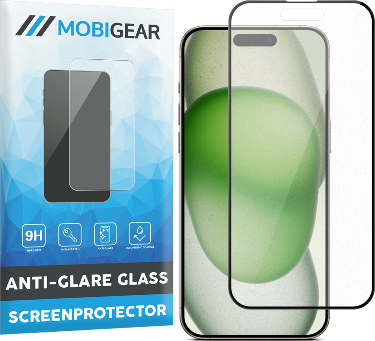 Mobigear Screenprotector geschikt voor Apple iPhone 15 Plus Glazen | Mobigear Premium Screenprotector Anti-Glare - Case Friendly - Zwart