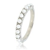 My Bendel - Ring zilver met kleine witte parels - Zilveren aanschuifring met kleine witte parels - Met luxe cadeauverpakking