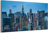 Wanddecoratie Metaal - Aluminium Schilderij Industrieel - New York - Skyline - Empire State Building - 80x40 cm - Dibond - Foto op aluminium - Industriële muurdecoratie - Voor de woonkamer/slaapkamer