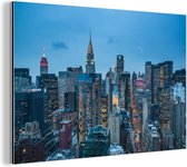 Wanddecoratie Metaal - Aluminium Schilderij Industrieel - New York - Skyline - Empire State Building - 120x80 cm - Dibond - Foto op aluminium - Industriële muurdecoratie - Voor de woonkamer/slaapkamer