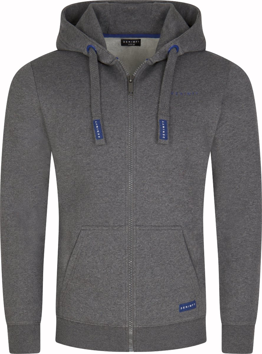 DENIMFY Heren Sweatjack DFLeo regular fit Grijs XXL Volwassenen Hoodie Capuchon Sweatshirt